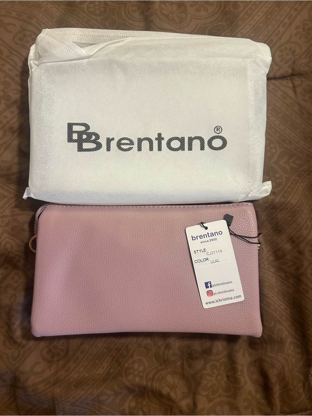 Brentano Lilac Pebbled Crossbody Bag with Adjustable Strap